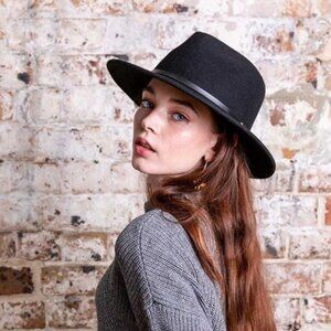 Black Wool Felt Fedora Hat, Before Dark (AU), One Size